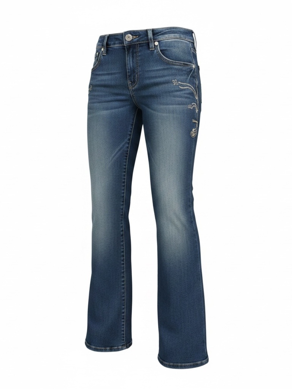 Crest Jeans Vintage Y2K Western Gold Stitch Dark Wash  Size 3/4 Bootcut